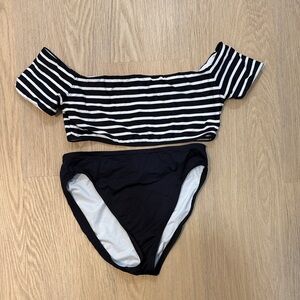 MICHAEL Michael Kors Black and White Striped Bikini